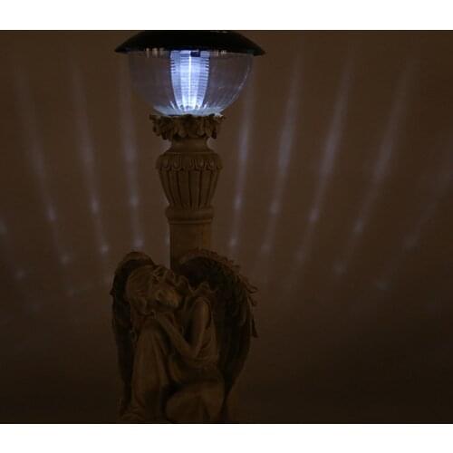 Solar Powered Little Angel Statue Garden Figurine Sculpture Home Furnishing