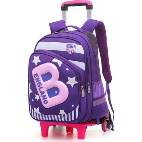 Removable School Backpack Trolley 2/6 Wheel Girl travel Bags Waterproof Wheeled Children Schoolbag Fashion Boys Kids Luggage Bag