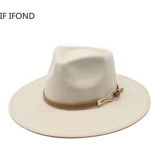 High Quality Womens Hat Big Brim 8.5cm Felt Jazz Fedora Hats Winter Sombrero Hombre Dress formal Party Wedding Hat