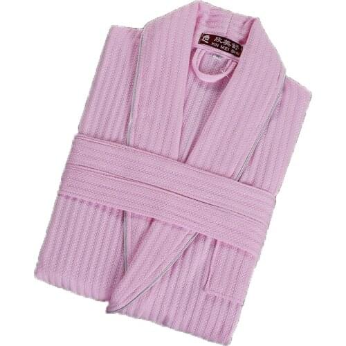 Waffle Bathrobe Women 100% Cotton Mens Robe Spa Robe Male Pajamas Women Dressing Gown Kimono Robe long sleeve Bridesmaid Robe