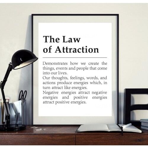 The Law Of Attraction Definition Motivational Print Inspirational Poster Typography Modern Wall Art Canvas Painting Wall Decor