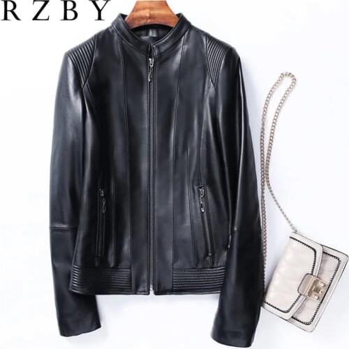 Real Sheepskin Jaqueta De Couro Feminina 100% Natural Genuine Leather Women Jacket Fashion Motocycle косуха женская RZBY594