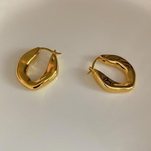 Brass With 18K Gold Geo Irregular Dropping Earrings Women Jewelry Punk Party Gown Runway Rare Korean Japan Boho Hiphop