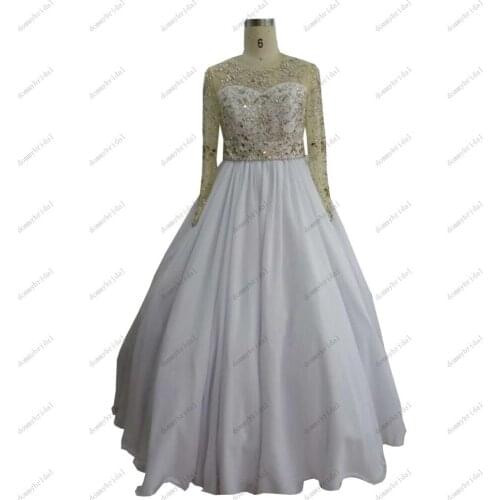 2021 New Arrical Long Sleeves Illusion White Girls Pageant First Holy Communion Dresses Hollow Back A line Chiffon Cheap