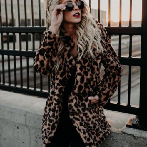 Women New Winter Faux Fur Coats Vintage Leopard Female Loose Warm Coats Casual Street Lady Animal Print Thick Outwears