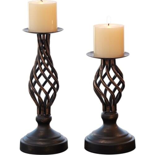 10pcs Black Europe Candle Holders Metal Iron Candlestick For Candelabra Stand Pillar Candelabra Home Wedding Decoration