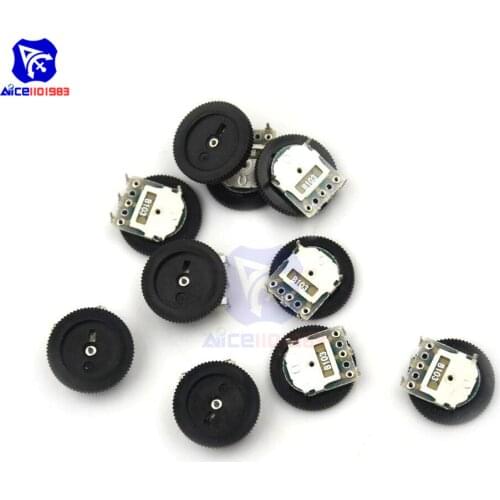 10PCS/Lot Volume Wheel Gear Potentiometer B103 10K Ohm 3-Pin Single Linear Dial Wheel Potentiometer Stereo Volume Level Control