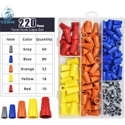 220pcs Combination Package Box Type Spiral Pressure Cap Quick Connection Terminal Spring Pressure Cap Combination