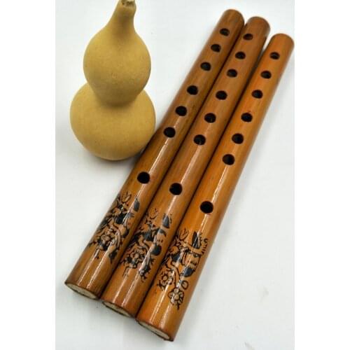 24CM Bamboo Clarinet Chinese Style Vintage Pattern 6 Holes Recorder Musical Instruments for Students Beginners 2021 Hot Sale New