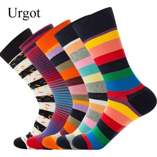 Urgot 3 Pairs Striped New Mens Socks Unisex Couples Hip-Hop Street Funny Socks Personality Womens Gradient Color Socks Meias