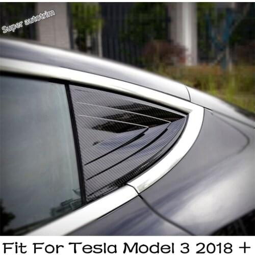 Lapetus Accessories Exterior Rear Tail Louver Window Spoiler C Column Triangle Cover Trim Fit For Tesla Model 3 2018 - 2021 ABS