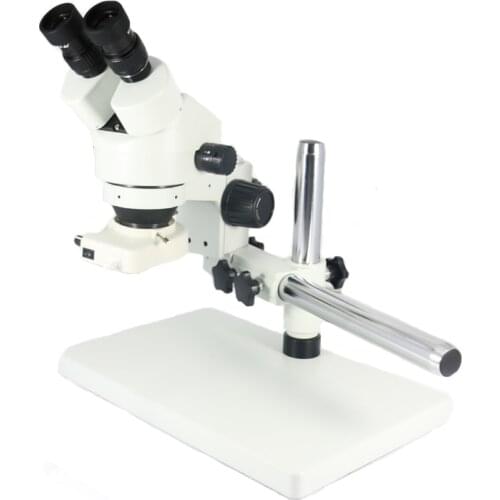 Binocular stereo microscope Industrial microscope 7-45X Continuous zoom Magnification +Big boom universal metal stand+Led ring