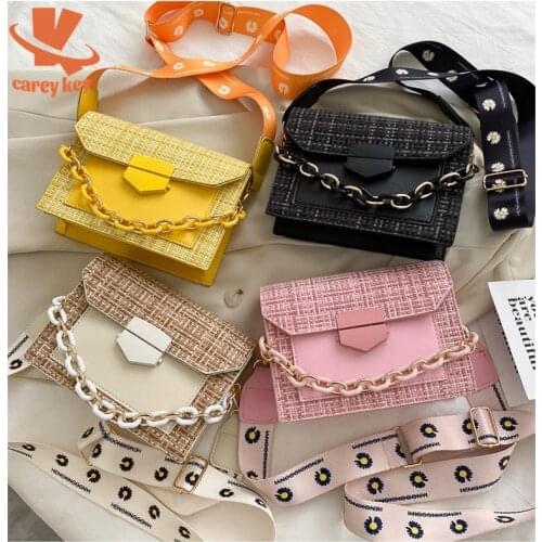 CAREY KAY Wide Strap Small Shoulder Bags For Women 2021 Designer Hand Bags And Purses Fashion Chain Messenger Cross Body Bags