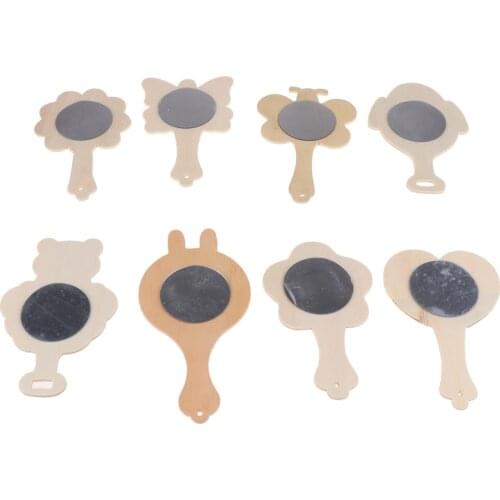 10/8 Pieces Unfinished Wood Wooden Handheld Mirror for Kids DIY Crafts Woocrafts Toys