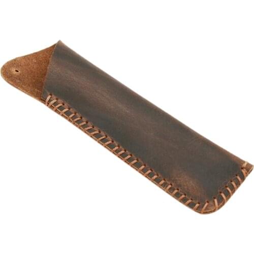 Genuine Leather Double Pen Sleeve Case Holder Pouch Cover for 2 Pen Handmade Vintage (Brown)