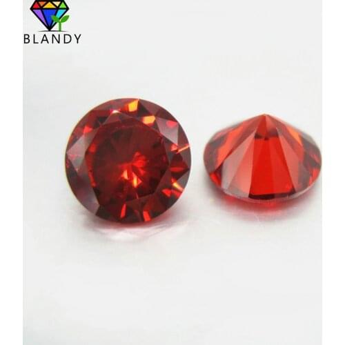 AAAAA Grade 3.0~16mm Loose Garnet Cubic Zirconia Stones Round Brilliant Cut CZ Stone Synthetic Gems For Jewelry
