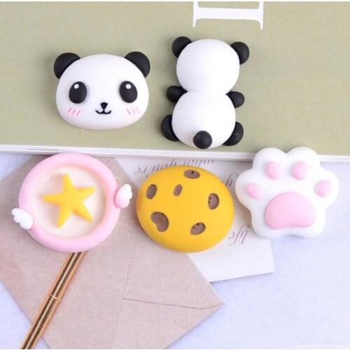 20pcs/lot Kawaii Cartoon animal Flatback Resin Cabochons Embellishments Scrapbook Craft DIY Hair Bow Phone Accessories