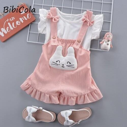 Baby girls clothing sets summer newborn cotton t-shirt+overall shorts 2pcs tracksuits for bebe girls toddler fashion outfit 2019