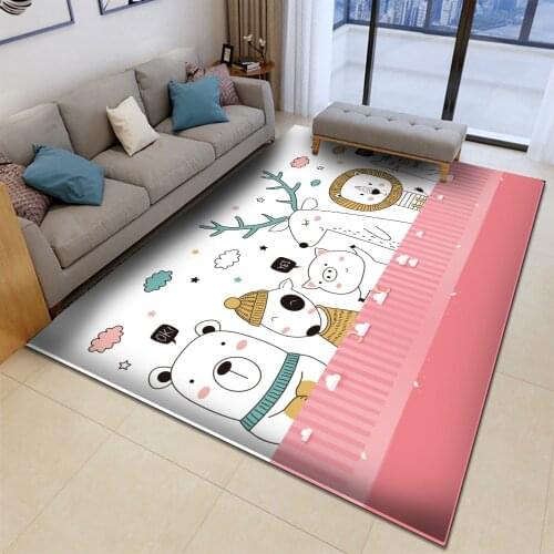 Non-Slip Baby Carpet Rectangular Bedroom Living Room Decor Carpet Top Brand Interesting Animal Pattern Flannel Children Carpet