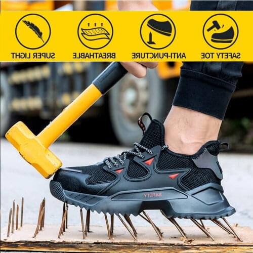Lightweight Work Safety Boots Men Safety Shoes Work Sneakers Anti-Puncture Anti-Puncture Work Shoes Men Steel Toe Shoes Footwear