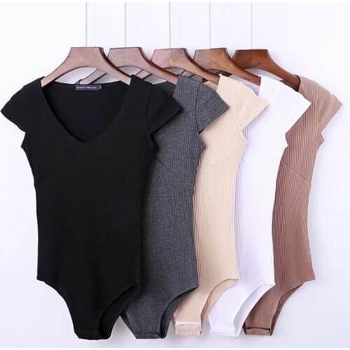 Summer Jumpsuit Fitness Basic Romper Women Streetwear Club Party Sexy Bodysuit female Overalls Short Sleeve Playsuit Coveralls