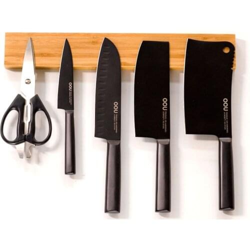 Kitchen magnetic attraction iron knife holder home knife holder storage wall hanging wood rack