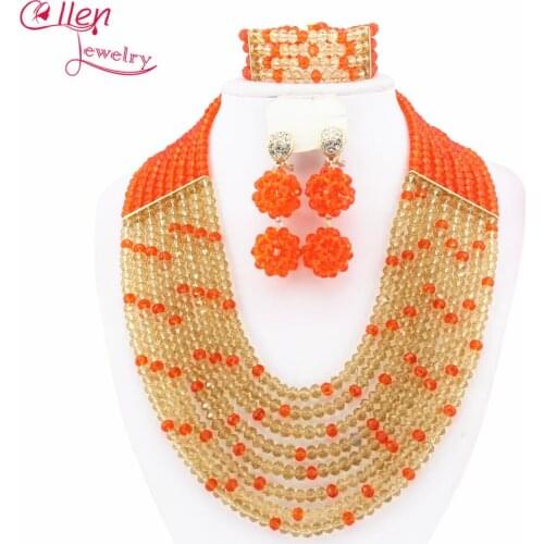Fashion African nigerian Wedding bridal beads Jewelry Set African beads Jewelry Set African beaded necklace sets W7597