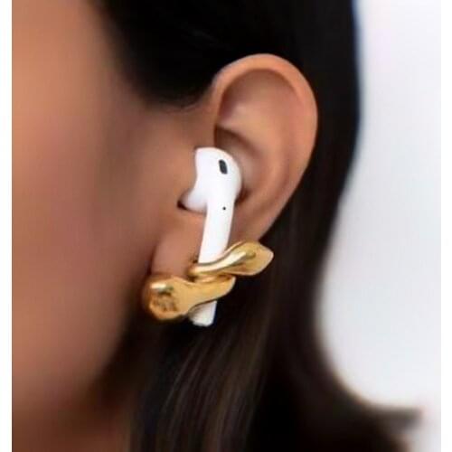 INS AIRPODS Anti-Lost 925 Silver Needle Personalized Fashion Snake Annular Stud Earrings Jewelry