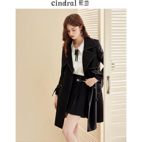2021 Spring New This Years Popular Womens Coat Black Windbreaker Medium Length Small Coat Versatile