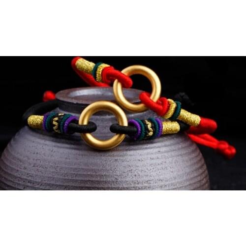 New Pure 24Kt 3D Yellow Gold Beautiful Colourful Ring Pendant Hand Knitted Bracelet For Woman
