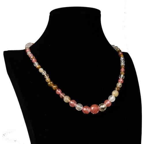 Romantic Pink with Transparent Natural and Refreshing Feeling Watermelon Tourmaline Jasper Necklacerope diy jewelry gifts