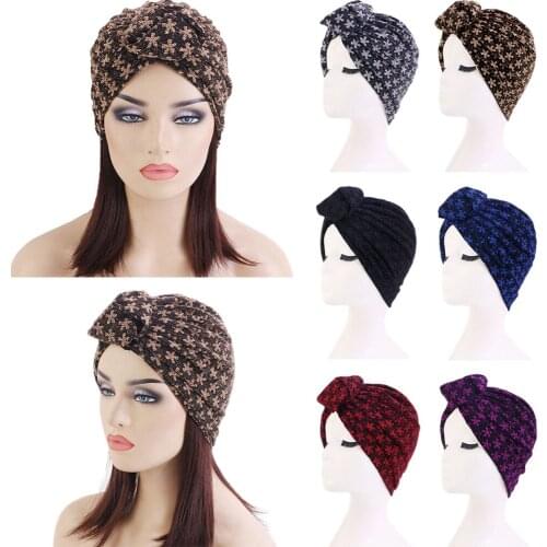 Printed Bandanas Women Stretchy Turban Muslim Hat Headband Warp Female Chemo Hijab Knotted Indian Cap Adult Head Wrap for Women