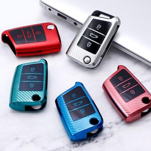 Anti-Slip Anti-Fingerprint Car Key Case Auto Remote Control Necessary Soft Fit Carbon Fiber Protective Cover Interior Accessorie