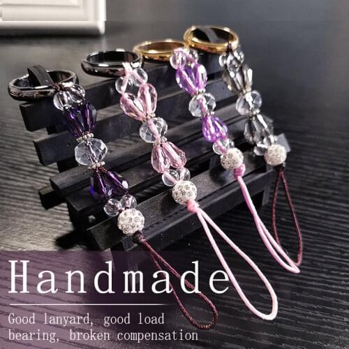 Phone Wrist Straps Hanging Rope Strap Wrist Rope Anti-lost Lanyard bead Purple Pink Colorful Ring Strap For Mobile Phone
