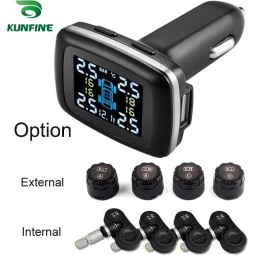 Smart Car TPMS Tire Pressure Monitoring System cigarette lighter Digital LCD Display Auto Security Alarm Systems Tyre Pressure