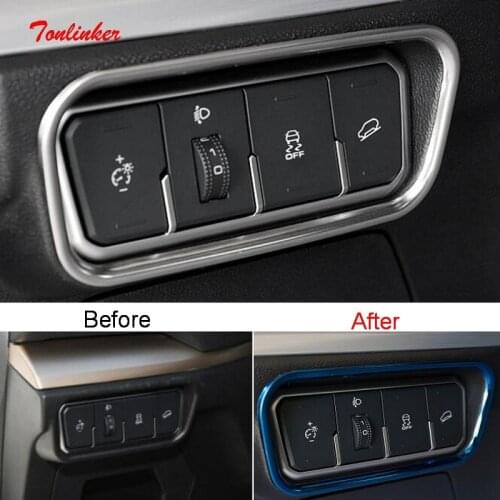 Tonlinker Interior Headlight adjustment Cover Sticker for GWM Haval H6 2018-19 Car Styling 1 PCS Stainless steel Cover Sticker