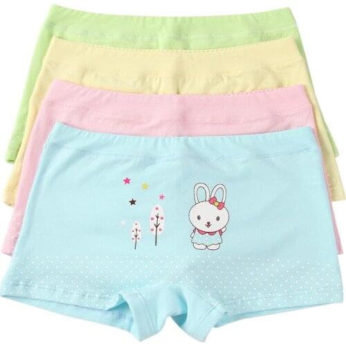 YourSeason Fashion Soft Underpants Cotton Panties For Girls Cartoon Rabbit Boxer Kids Boxer Children Girl Underwear 4pcs