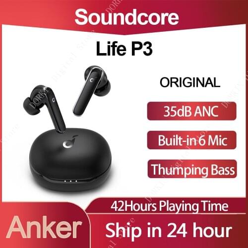 Original Anker Soundcore Life P3 TWS ANC Earphones Multi Mode Noise Cancelling Headsets Thumping Bass Earbuds with 6 Microphones