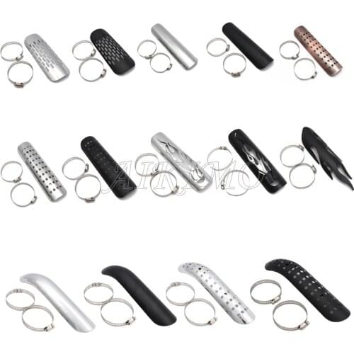 1set Universal Motorcycle Chrome Exhaust Muffler Pipe Heat Shield Cover Guard Car Covers For Harley Custom Chopper Cruiser
