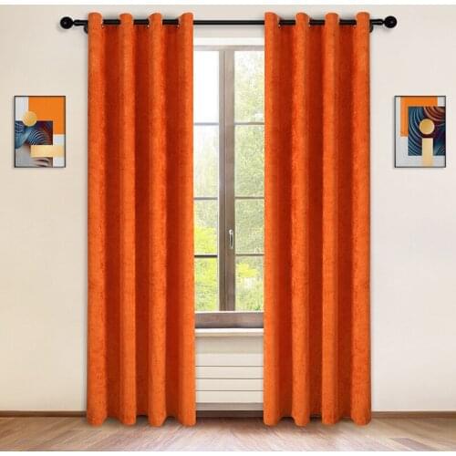 Orange Chenille Curtains for Living Room Solid Brown Window Curtain for Bedroom Window Treatments Decor Blinds Drapes Household