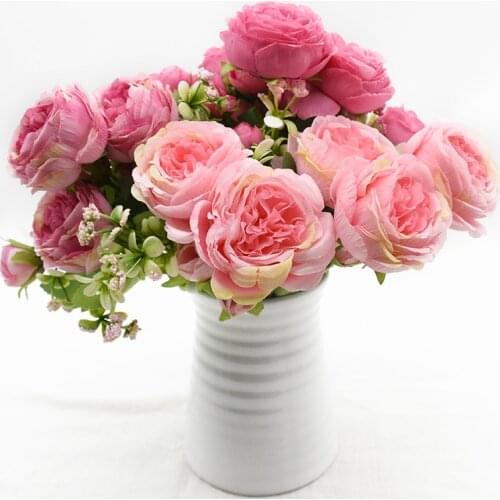 1 pieces 5 forks 9 flowers Wedding Home decoration accessories Artificial peony bouquet DIY Flowers arrangement Christmas gifts