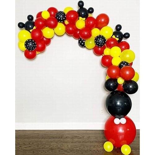 104pcs DIY Balloon Garland Arch Kit Black Red Latex mickey Balloons for Kids Birthday Party Decorations Baby Shower Globos