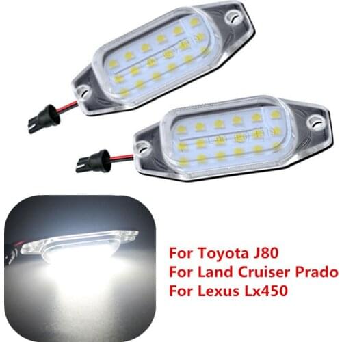 2Pcs Car White 18 LED Number License Plate Lights Lamps Error Free 12V For Toyota J80 Land Cruiser Prado For Lexus Lx450