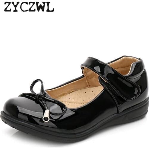 2018 Summer Girls School Leather Shoes For Kids Princess Sheos White Dress Sandals Fashion Bow Children Black Wedding Flat Shoes