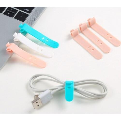 4PCS/lot Silicone Organizer Winder Straps Headphones Soft Tape USB Wire Cable Tie Utensil Organize Storage Holder Earphone Clips