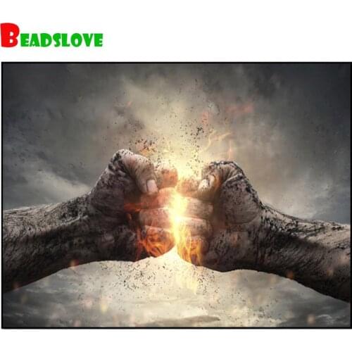 Diamond Painting Nordic Frost Fire Fist 5D Round Square Diamond Embroidery Mosaic Diamond art wall painting decor