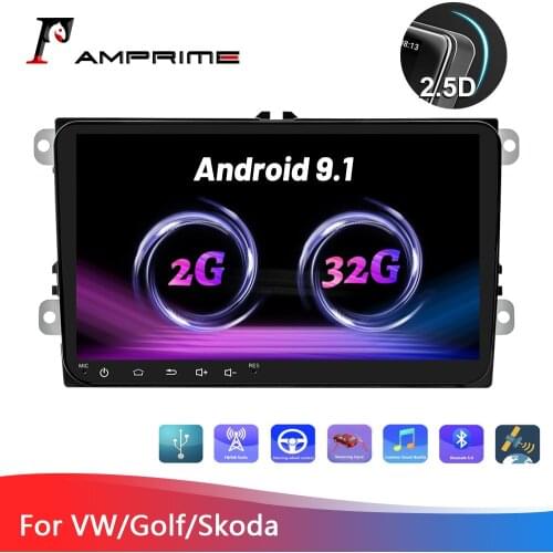 AMPrime 2 Din Android Car Multimedia player 9" Radio For VW/Volkswagen/POLO/GOLF/Skoda/Seat 2din 2 32G GPS Navigation wifi Radio