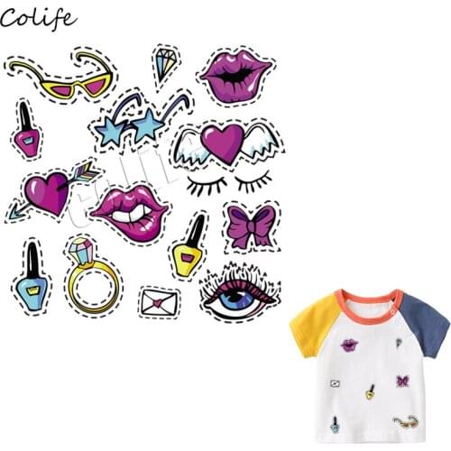 Lips Applications Patche Love Heart And Eyes Apparel Accessory Clothing Fashion Patch Decor For Kids DIY Sticker Clothes Sewing