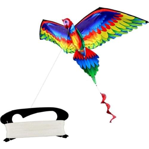 Kids Realistic Big 3D Parrot Kite Flying Game Outdoor Sport Toy with 100m Line with Handle Outdoor Toys for Kids Kites Nylon