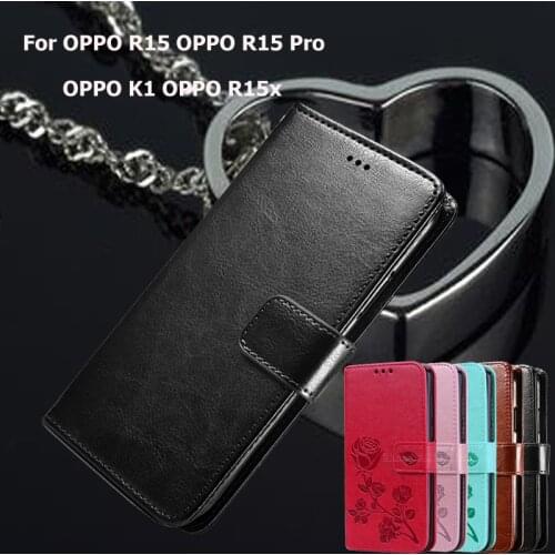 For OPPO R15x OPPO R15 Pro Flip Phone Case For OPPO K1 OPPO R15 Coque Funda PU Leather Wallet Cover Capas